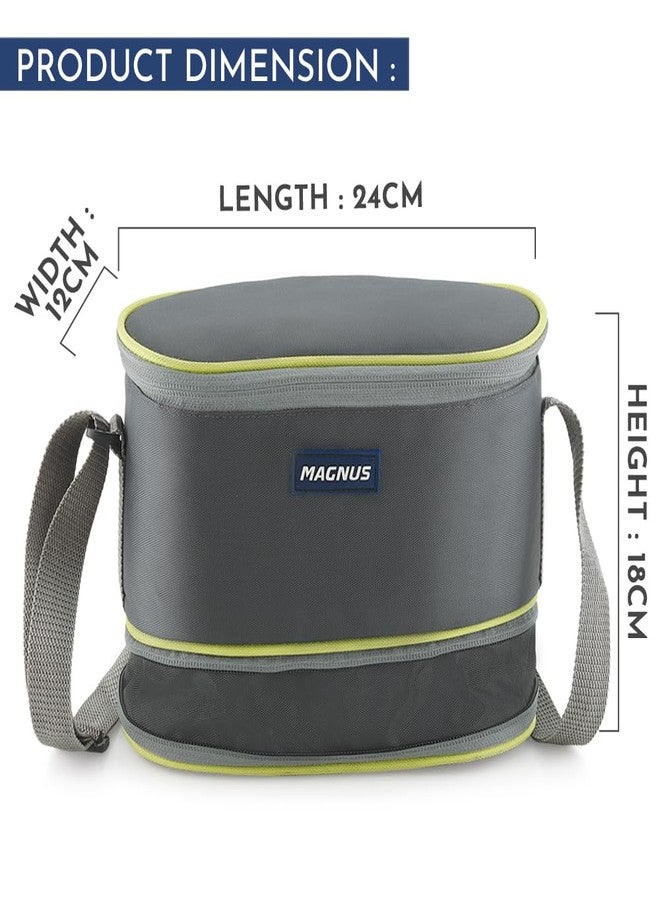 Magnus Olive-4 Stainless Steel Lunchbox with Leak-Proof Containers & Insulated Carry Case - Airtight Food Storage Lunch Box for Kids, Office Men, Women - Dual Long Containers for School, Picnic,1730ml - Image 3